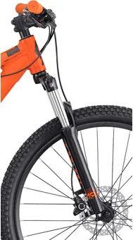 Dämpad framgaffel från Suntour och hydrauliska skivbromsar