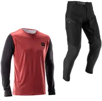 Cykelbyxor & Tr&ouml;ja Leatt Ride Kit MTB 1.0 Dusty Red